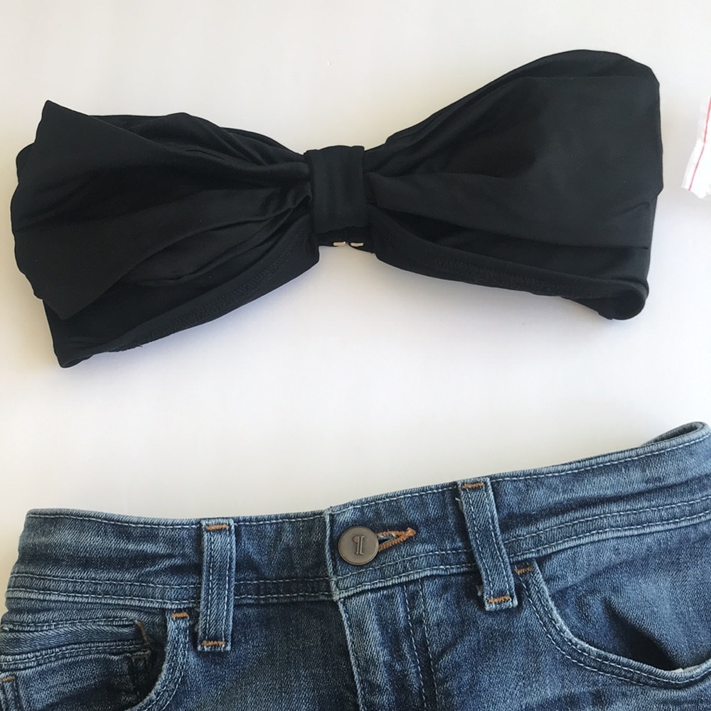 kate spade black bikini bow top NEW sz XS